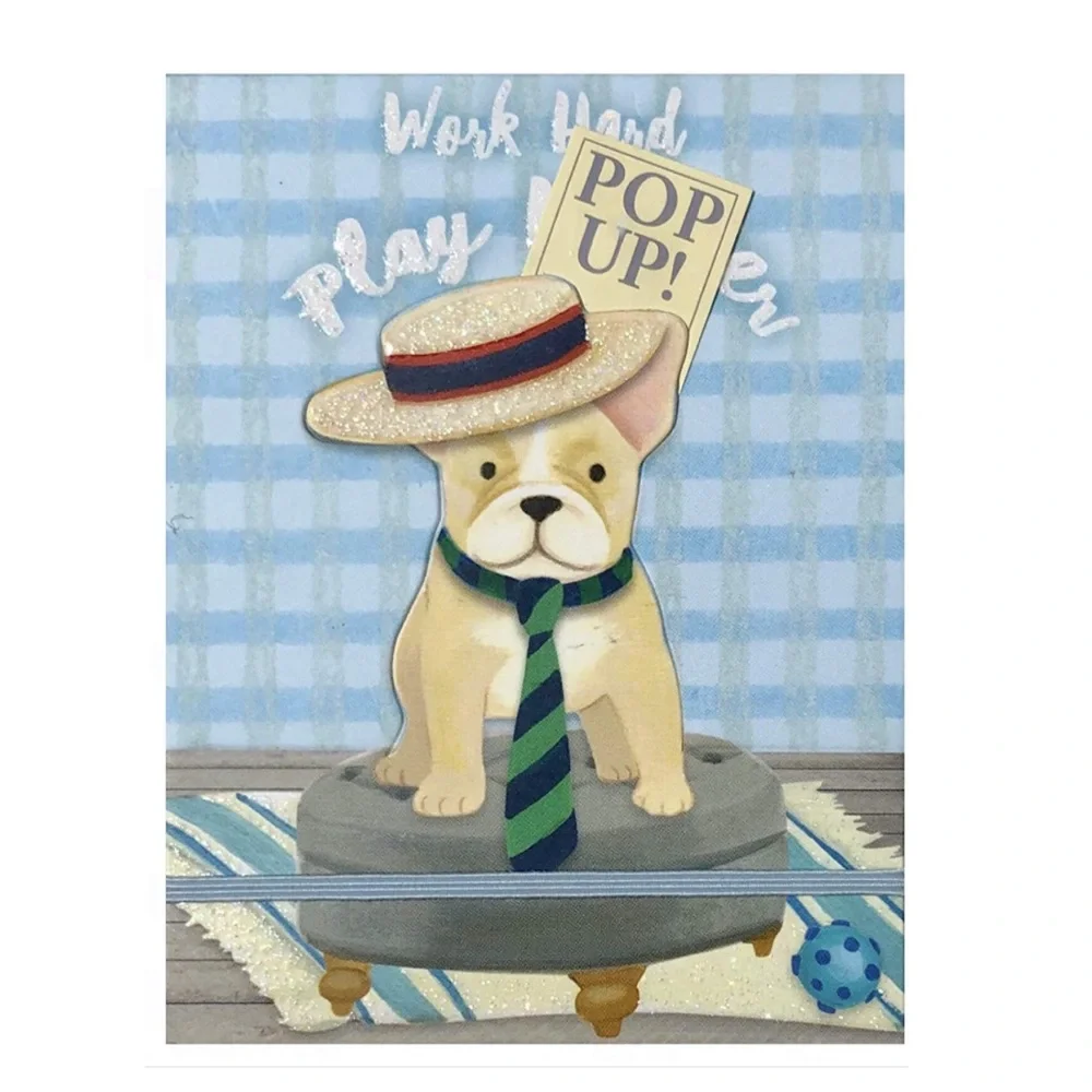 Punch Studio Dapper Bulldog Pup Bungee Pop Up Mini Embellished Notepad (60750)